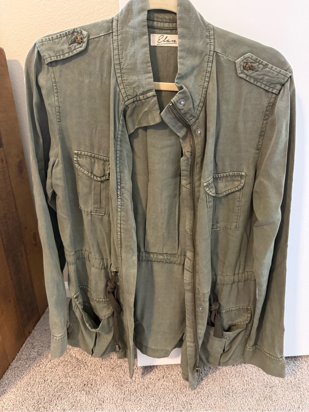 Elan Military-Style Field Jacket in Olive